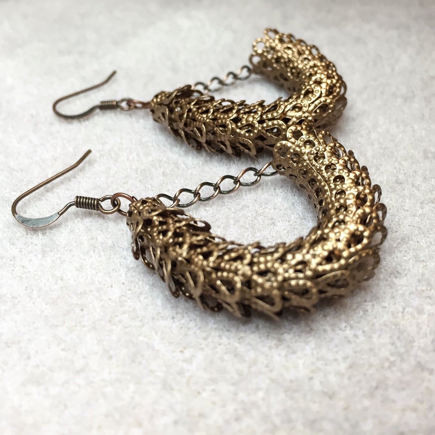 Lacy Dragon Scale Earrings in Antique Copper